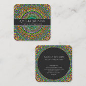 Vivid Oerwoud Garden Mandala Vierkante Visitekaartje (Voorkant / Achterkant)