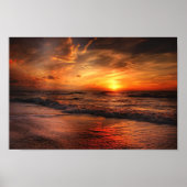Vivid Oranje Beach Sunset poster (Voorkant)