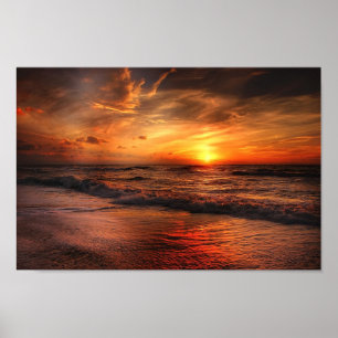 Vivid Oranje Beach Sunset poster