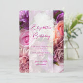 Vivid Orchid Birthday Invitation Card Bedankkaart (Staand voorkant)