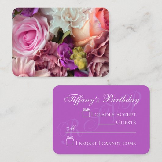 Vivid Orchid Florals Enclosure Card Informatiekaartje (Voorkant / Achterkant)