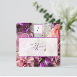 Vivid Orchid Florals Place Setting Card Notitiekaartje