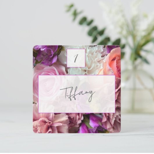 Vivid Orchid Florals Place Setting Card Notitiekaartje