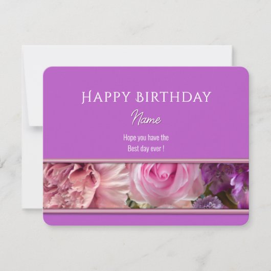 Vivid Orchid Happy Birthday Greeting Card (Voorkant)