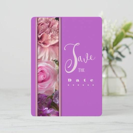 Vivid Orchid Save the Date  Kaart (Staand voorkant)