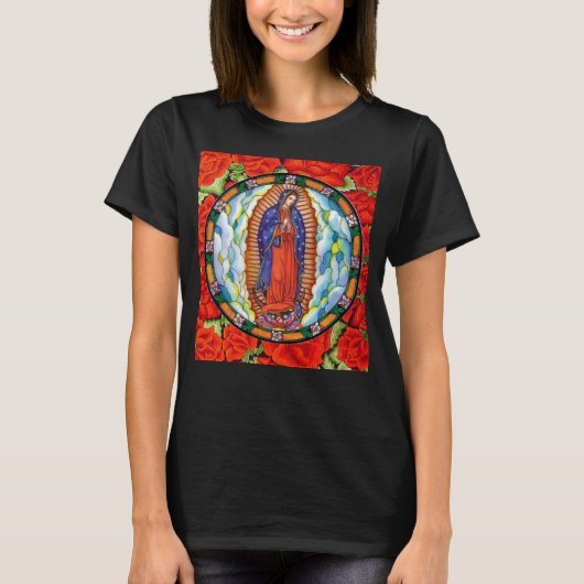Vivid Our Lady of Guadalupe Women's Black T-shirt (Voorkant)