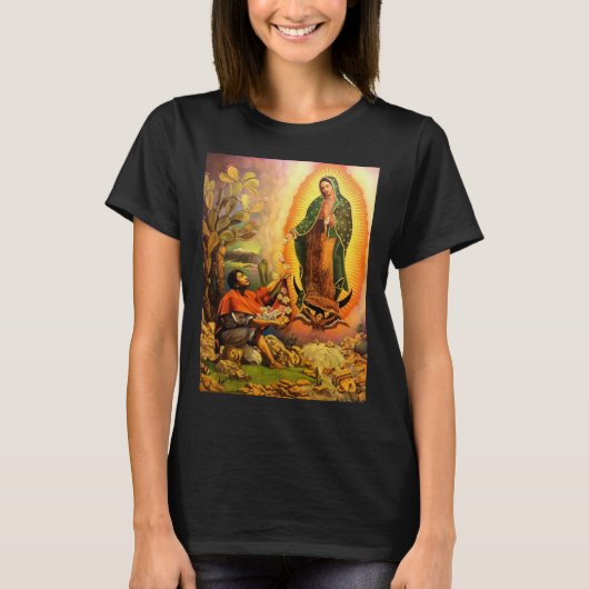 Vivid Our Lady of Guadalupe  Women's Black T-shirt (Voorkant)