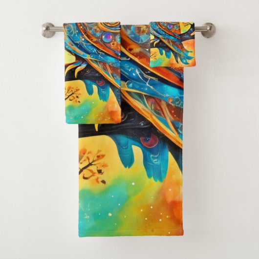 Vivid Owl Celestials: Wonder en Magie Bad Handdoek (Insitu)