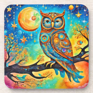 Vivid Owl Celestials: Wonder en Magie Bier Onderzetter