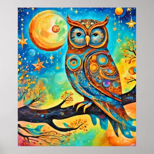 Vivid Owl Celestials: Wonder en Magie Poster (Voorkant)