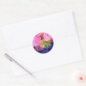 Vivid Paars Modern Spring Floral Bouquet Wedding Ronde Sticker (Envelop)