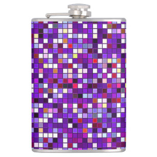 Vivid Paars Multicolored Square Tegels Patroon Heupfles