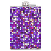 Vivid Paars Multicolored Square Tegels Patroon Heupfles (Achterkant)