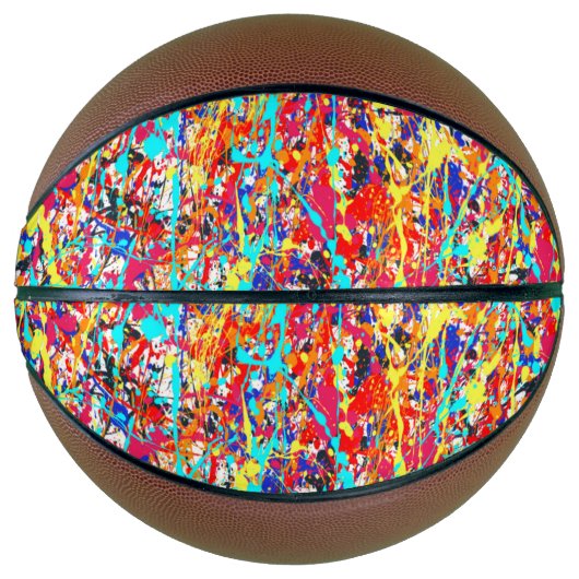 Vivid Paint Splatter Abstract Mini Basketbal (Voorkant)