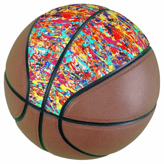 Vivid Paint Splatter Abstract Mini Basketbal (Schuin)