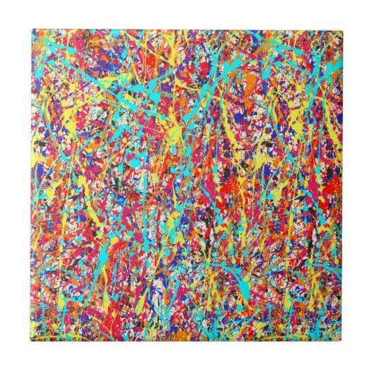 Vivid Paint Splatter Abstract Tegeltje (Voorkant)