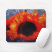 Vivid Painterly Oranje Sunflower Muismat (Met muis)