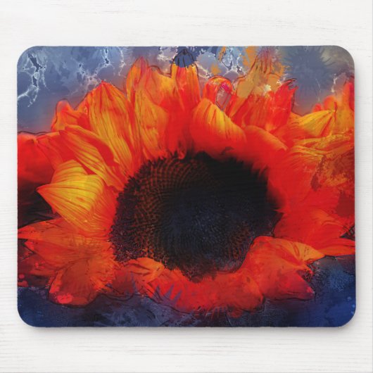 Vivid Painterly Oranje Sunflower Muismat (Voorkant)