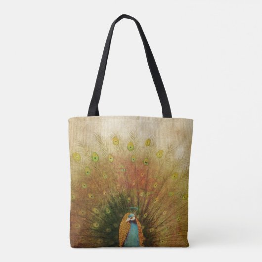 Vivid Peacock Fan Tote Bag (Achterkant)