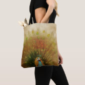 Vivid Peacock Fan Tote Bag (Dichtbij)