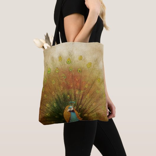 Vivid Peacock Fan Tote Bag (Dichtbij)