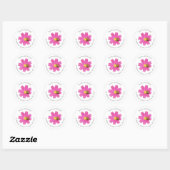 Vivid Pink Cosmos Flower Round Address Label (Vel)