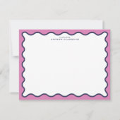 vivid Pink & Navy Wavy Border Note Card Kaart (Voorkant)