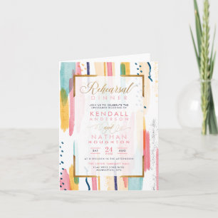 Vivid Pink Painted Memphis Chic Rehearsal Dinner