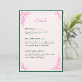 Vivid Pink Y2K Anime Gothic Cat Wedding Details Kaart