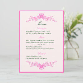 Vivid Pink Y2K Anime Gothic Cat Wedding Menu Kaart