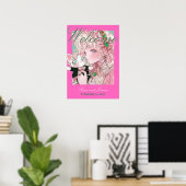 Vivid Pink Y2K Anime Gothic Cat Wedding Poster (Thuiskantoor)