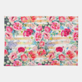 Vivid Pinks Floral Pattern Kitchen Towel Theedoek (Horizontaal)