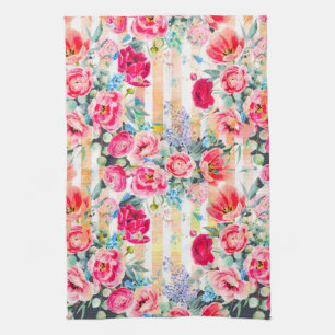 Vivid Pinks Floral Pattern Kitchen Towel Theedoek