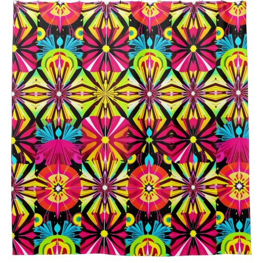 Vivid Pop Art Douchegordijn – Vetgedrukte kleuren (Voorkant)