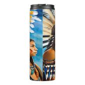 Vivid Portrait Native American Warriors Headdress Thermosbeker (Achterkant)
