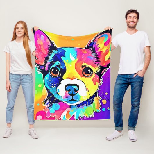Vivid Puppy Vibes Art Design Fleece Deken (In situ)