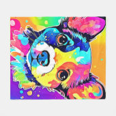 Vivid Puppy Vibes Art Design Fleece Deken (Voorkant (Horizontaal))