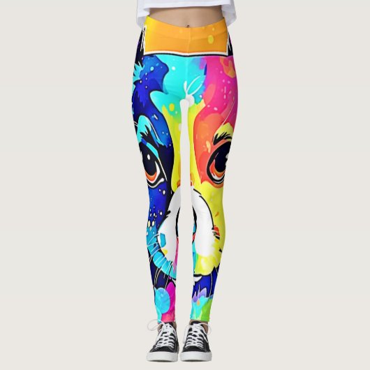 Vivid Puppy Vibes Art Design Leggings (Voorkant)