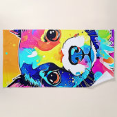 Vivid Puppy Vibes Art Design Strandlaken (Voorkant)