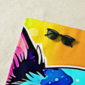 Vivid Puppy Vibes Art Design Strandlaken (In situ)