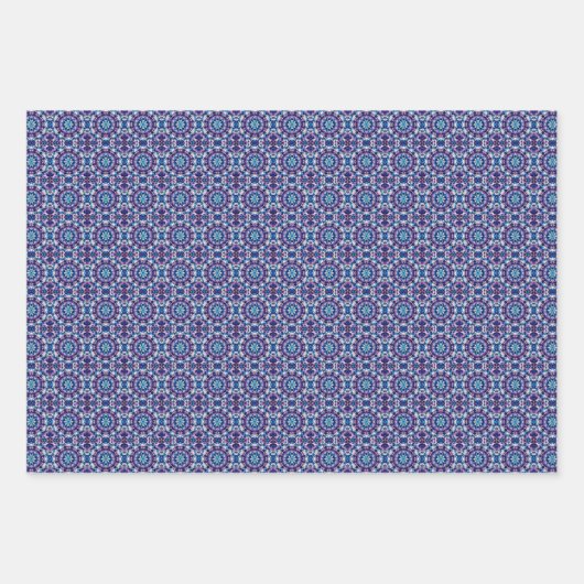 Vivid Purple, Green, Blue & Cream Tile Pattern Inpakpapier Vel (Voorkant 3)