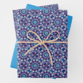 Vivid Purple, Green, Blue & Cream Tile Pattern Inpakpapier Vel (In situ)