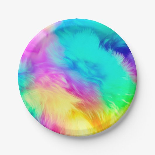 Vivid Rainbow Fluffy Fur Texture-75201 Papieren Bordje (Voorkant)