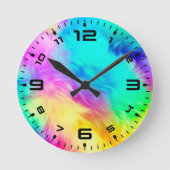 Vivid Rainbow Fluffy Fur Texture-75201 Ronde Klok (Voorkant)