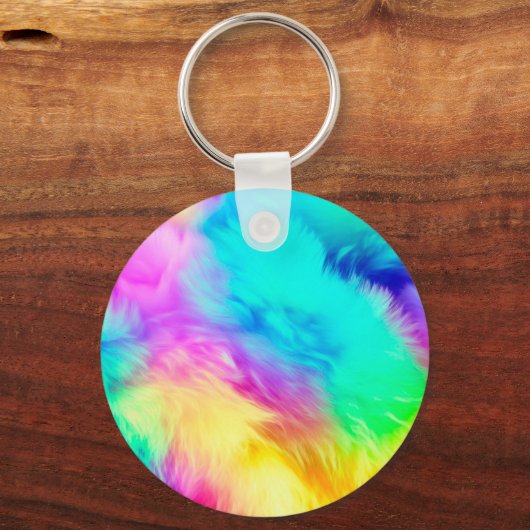 Vivid Rainbow Fluffy Fur Texture-75201 Sleutelhanger (Achterkant)