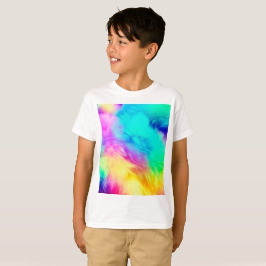 Vivid Rainbow Fluffy Fur Texture-75201 T-shirt (Voorkant volledig)