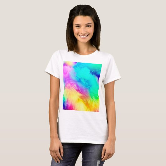 Vivid Rainbow Fluffy Fur Texture-75201 T-shirt (Voorkant volledig)