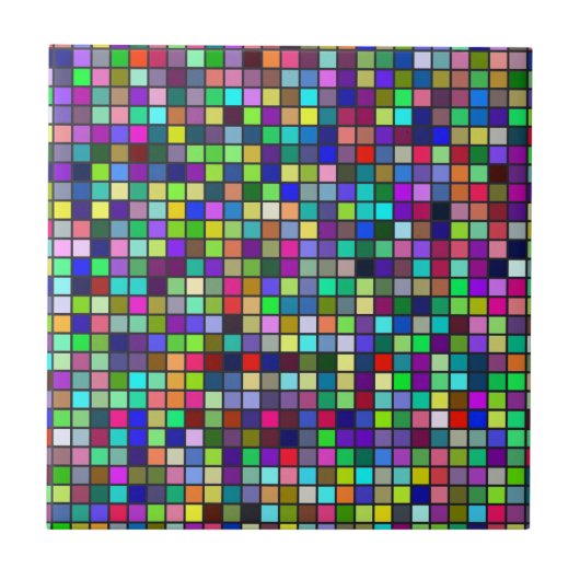 Vivid Rainbow-kleuren en pastels Squares patroon Tegeltje (Voorkant)