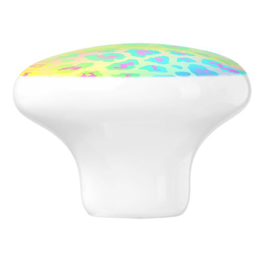 Vivid rainbow leopard, aangepaste naam keramische knop (Zijkant)