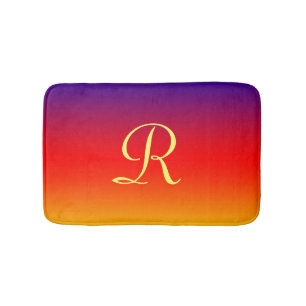 Vivid Rainbow Monogramed Plush Bath Mat